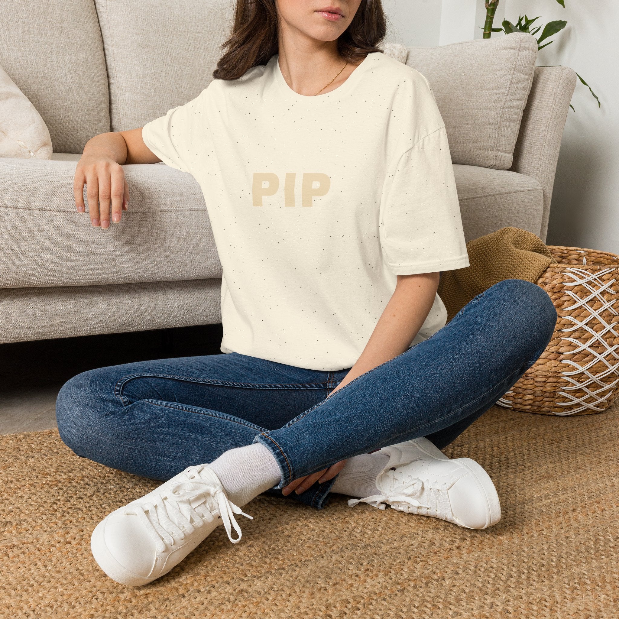 PIP Minimalist Text T‑Shirt — Simple Bold Lettering Tee