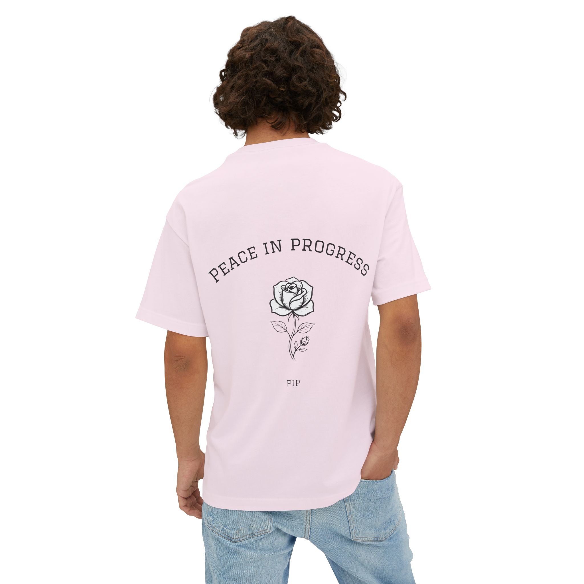 Peace In Progress Tee — Minimalist White Boxy T-Shirt with 'PIP' Chest Logo