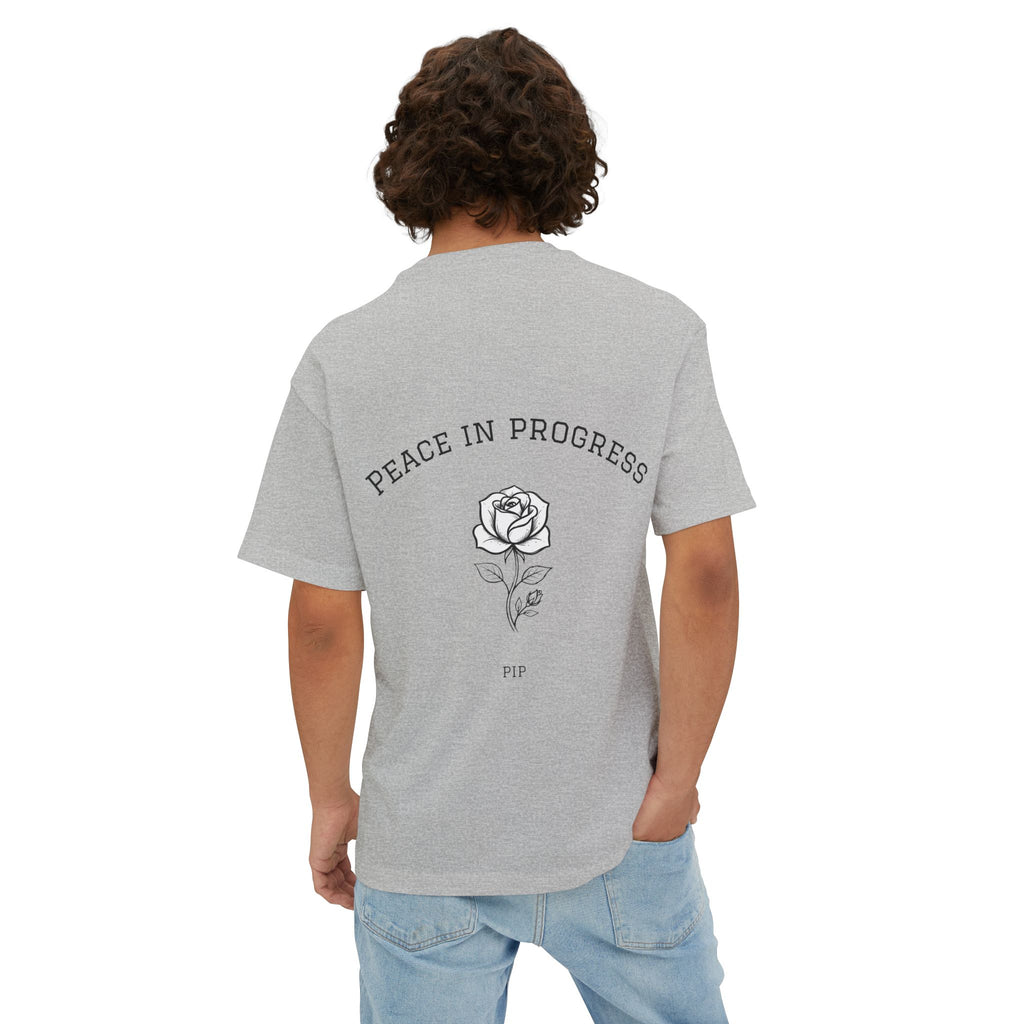 Peace In Progress Tee — Minimalist White Boxy T-Shirt with 'PIP' Chest Logo