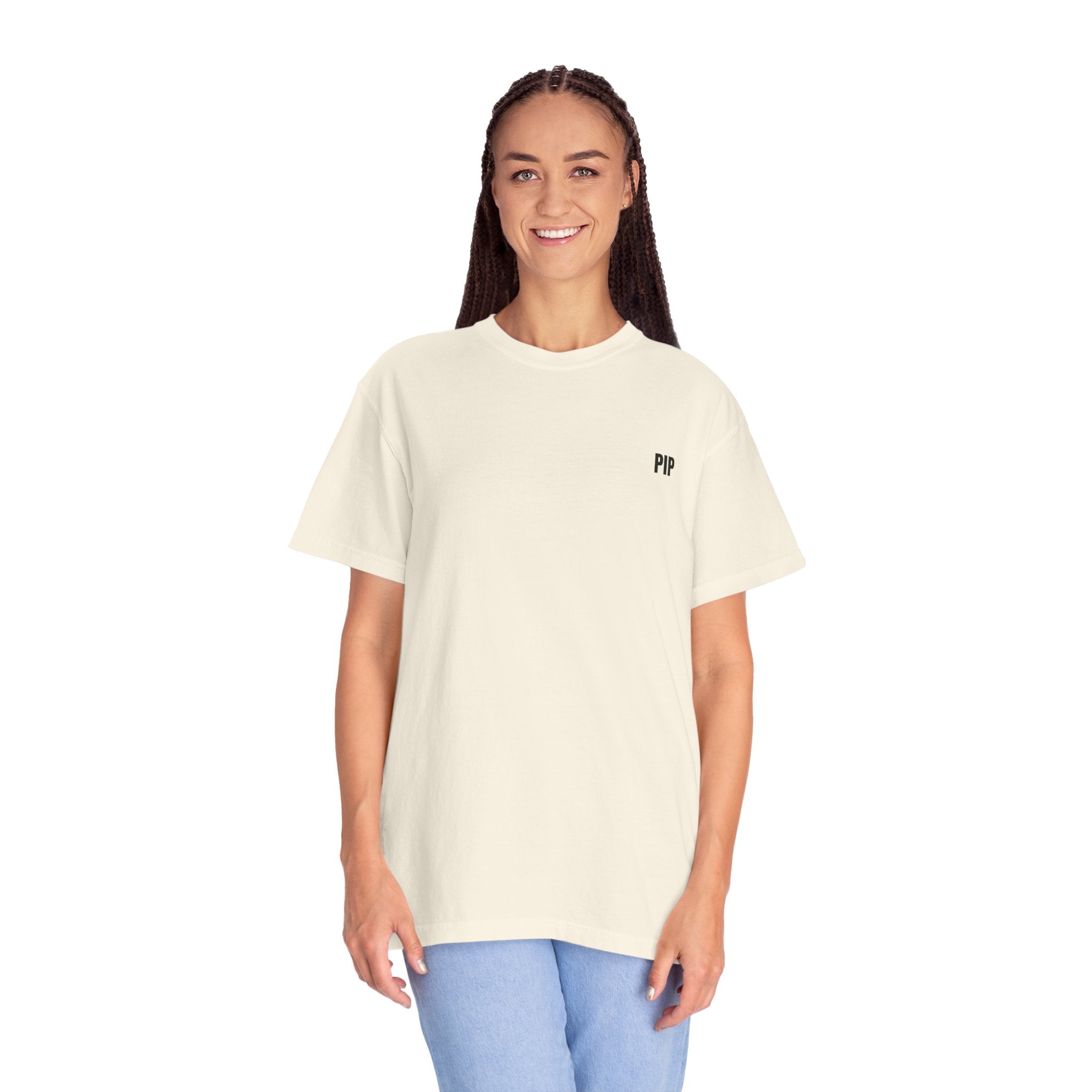 Peace In Progress T-shirt | PIP Chest Print, Minimal Typography Tee