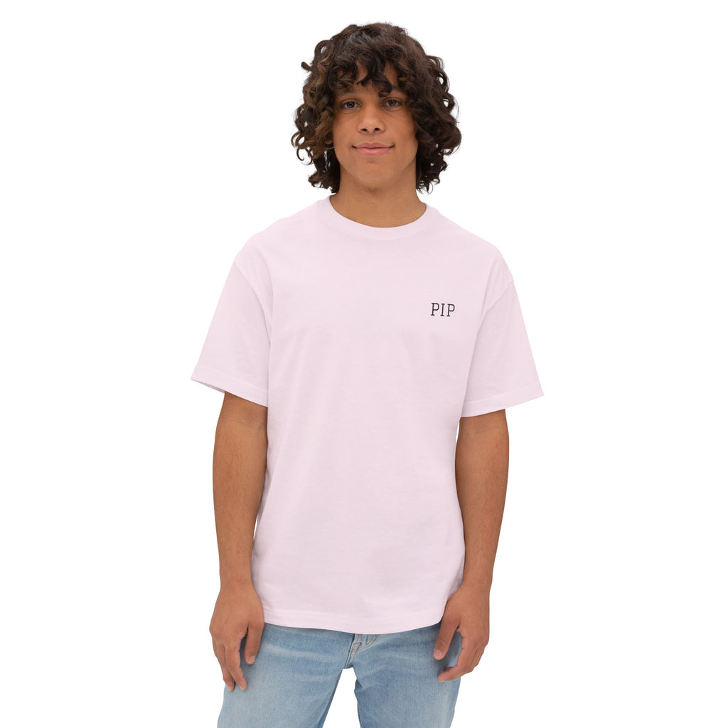 Peace In Progress Tee — Minimalist White Boxy T-Shirt with 'PIP' Chest Logo