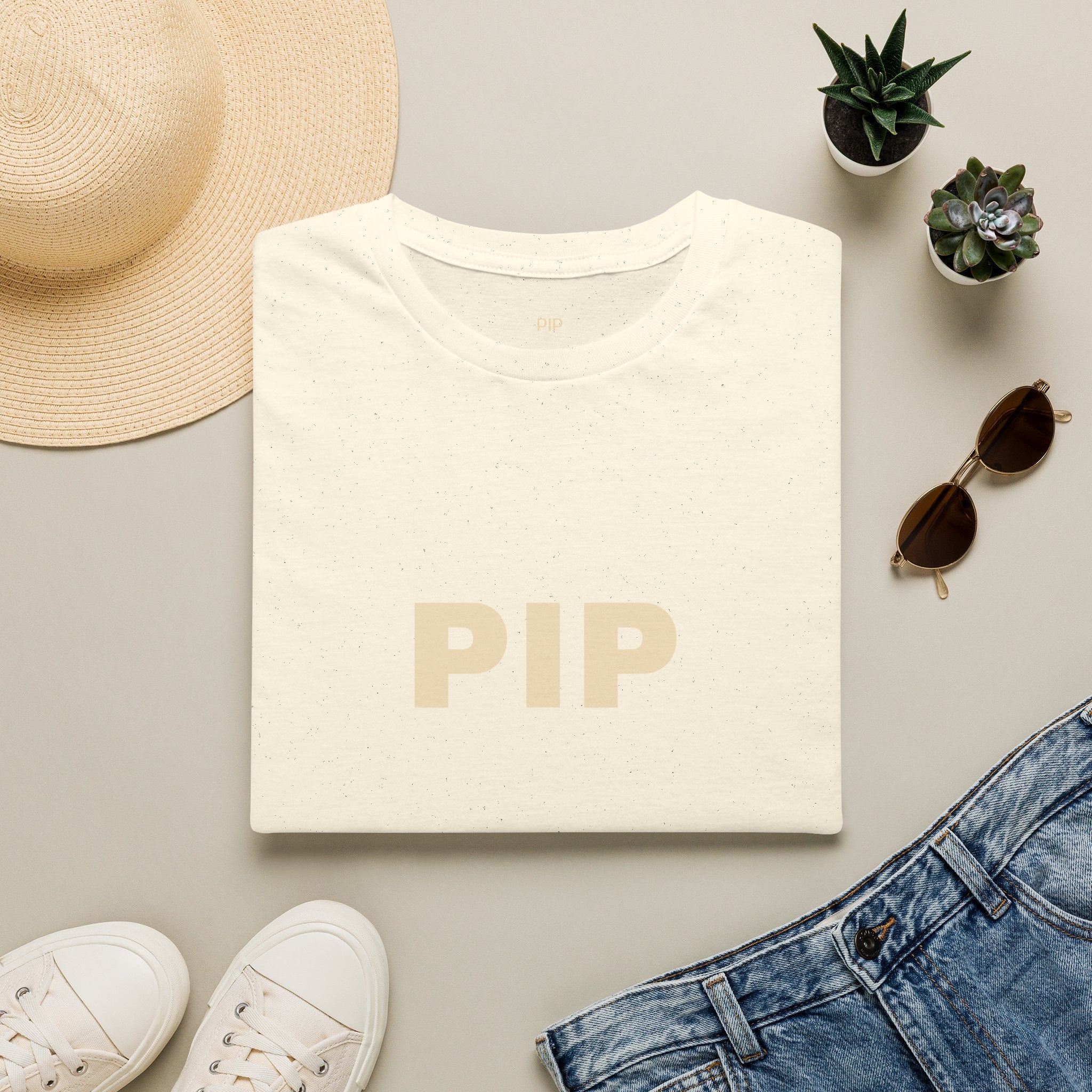 PIP Minimalist Text T‑Shirt — Simple Bold Lettering Tee