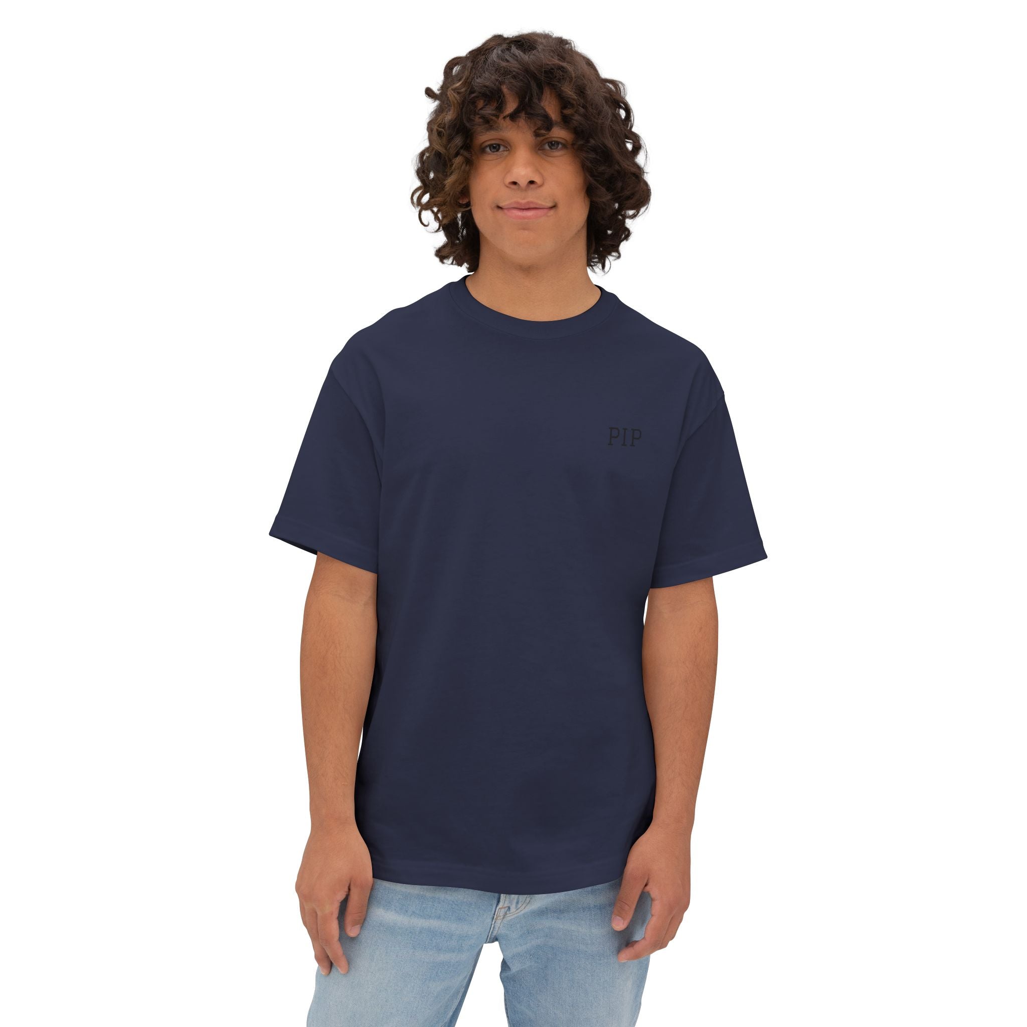 Peace In Progress Tee — Minimalist White Boxy T-Shirt with 'PIP' Chest Logo