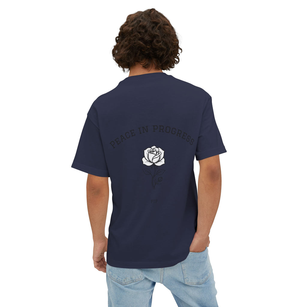 Peace In Progress Tee — Minimalist White Boxy T-Shirt with 'PIP' Chest Logo