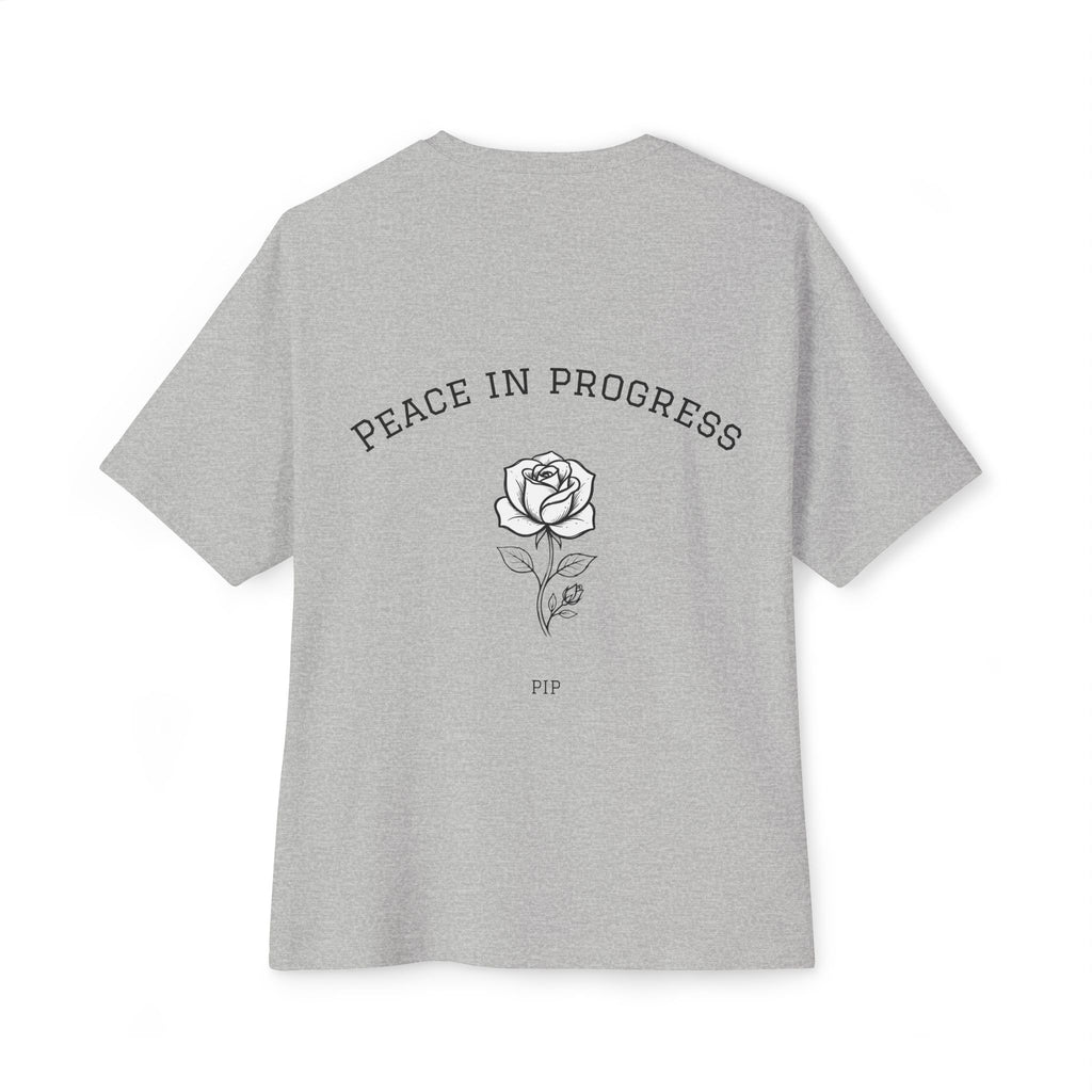 Peace In Progress Tee — Minimalist White Boxy T-Shirt with 'PIP' Chest Logo