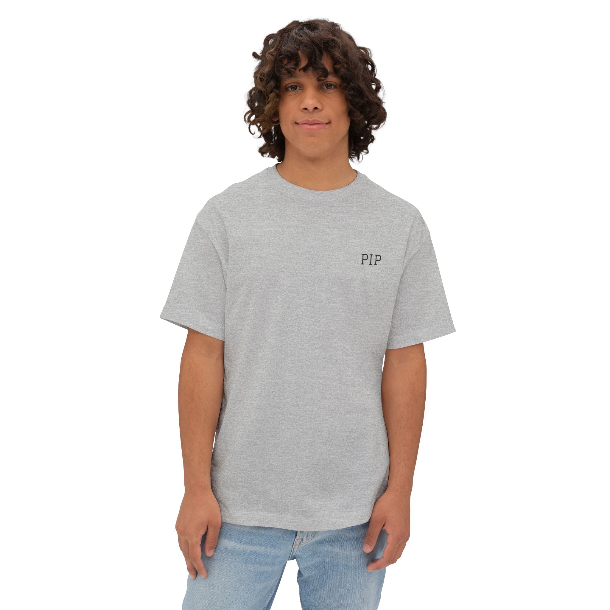 Peace In Progress Tee — Minimalist White Boxy T-Shirt with 'PIP' Chest Logo