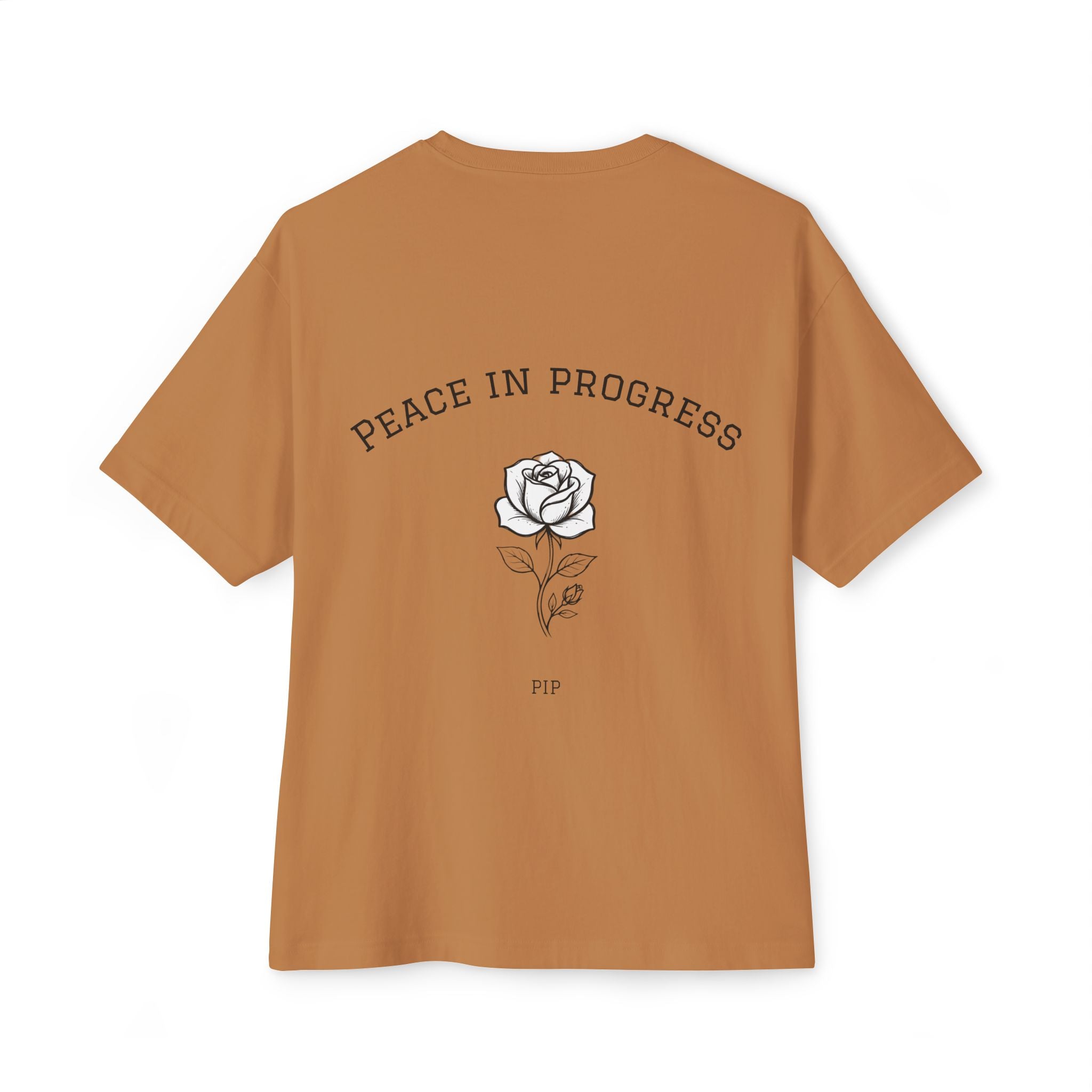 Peace In Progress Tee — Minimalist White Boxy T-Shirt with 'PIP' Chest Logo