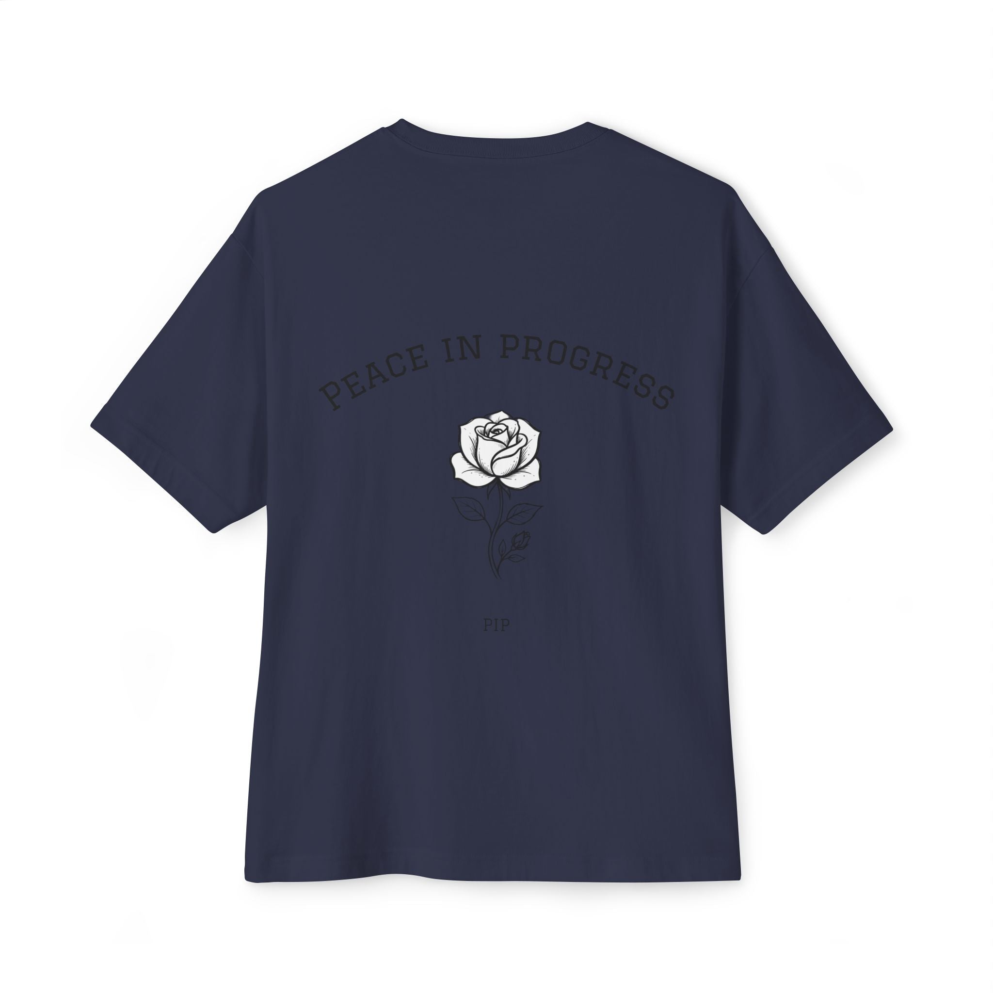 Peace In Progress Tee — Minimalist White Boxy T-Shirt with 'PIP' Chest Logo