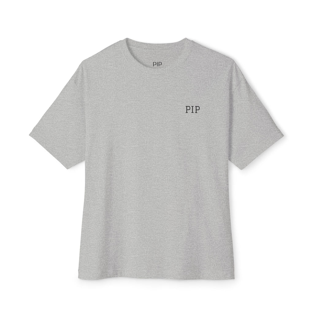 Peace In Progress Tee — Minimalist White Boxy T-Shirt with 'PIP' Chest Logo