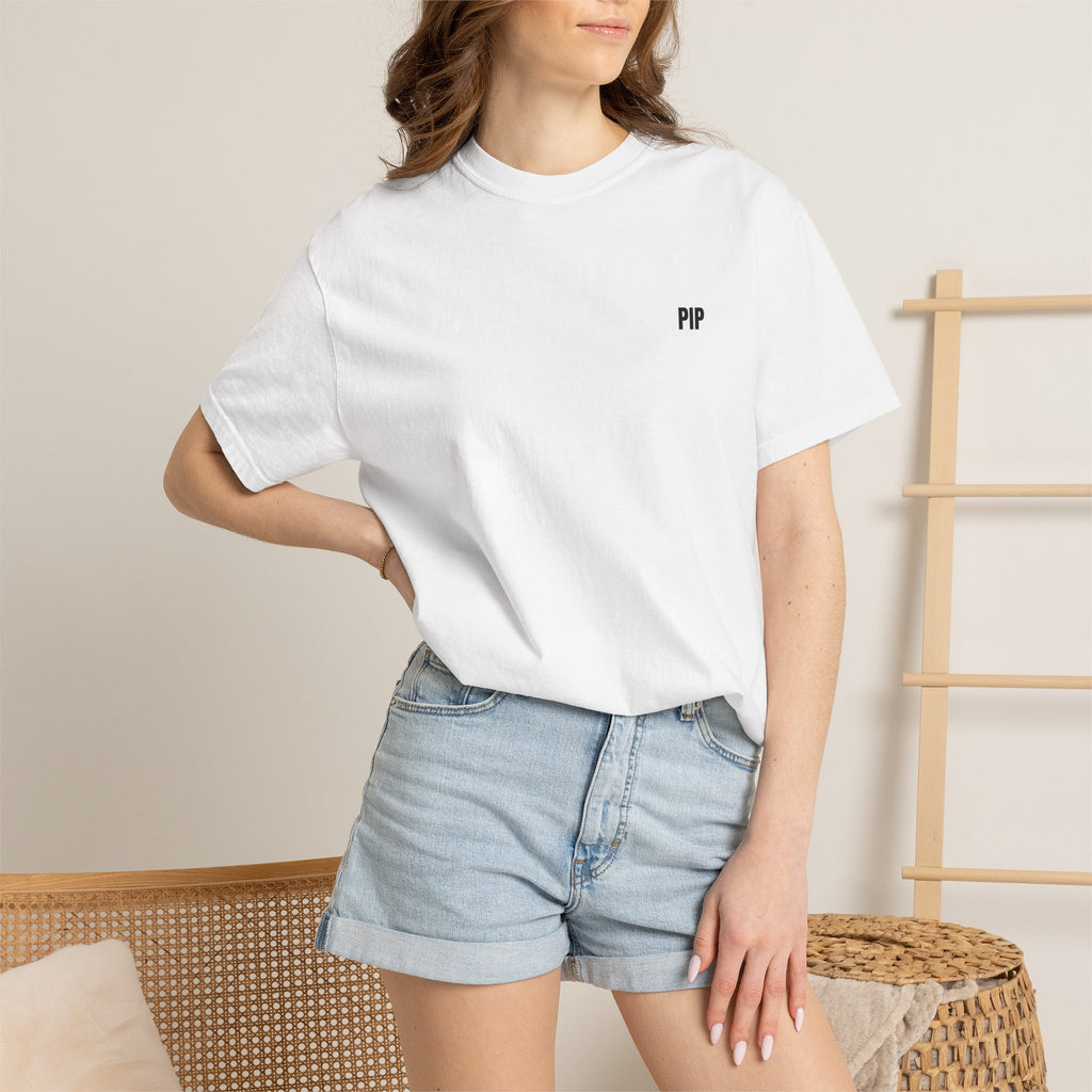 Peace In Progress T-shirt | PIP Chest Print, Minimal Typography Tee